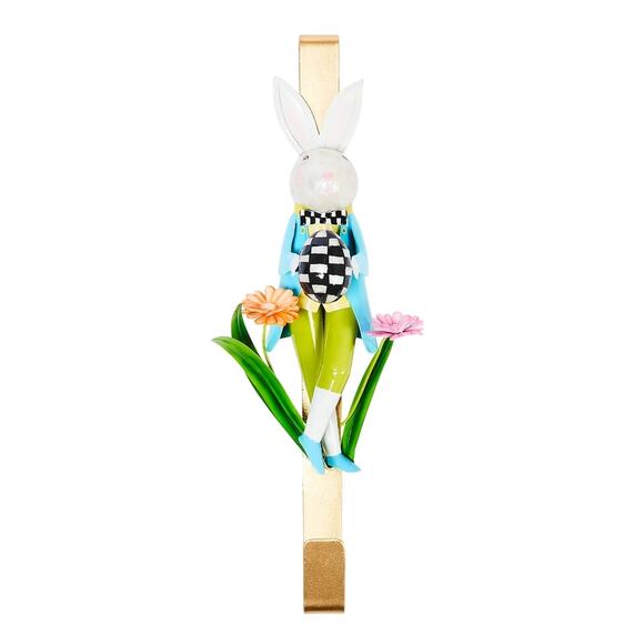 Brand New Mackenzie-Childs Calico Rabbit Wreath Hanger - Picture 1 of 8